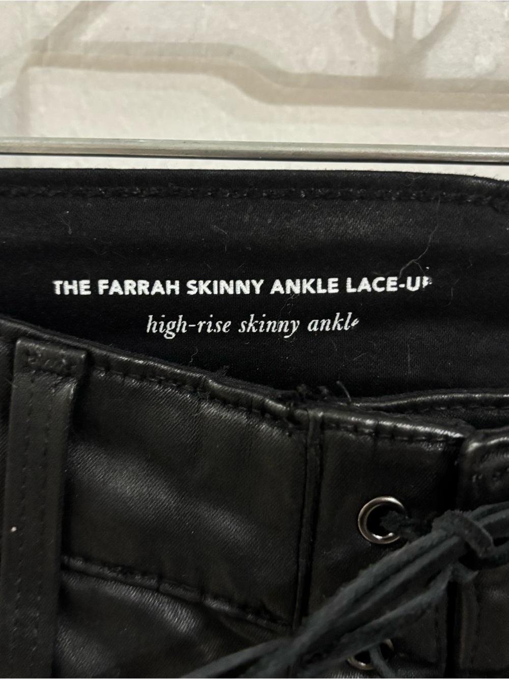 AG Adriano Goldschmied Farrah Skinny Ankle Lace-Up Pants Black - Picture 3 of 8